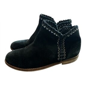 Zara Black Suede Ankle Booties For Girls Size 12 Bohemian Western Winter Boots